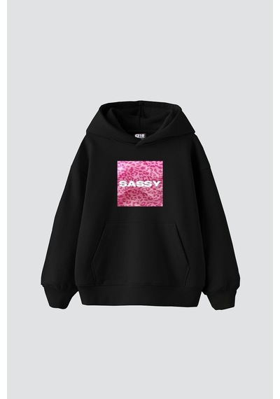 Startmore Sassy Baskılı Oversize Unisex Beyaz Siyah