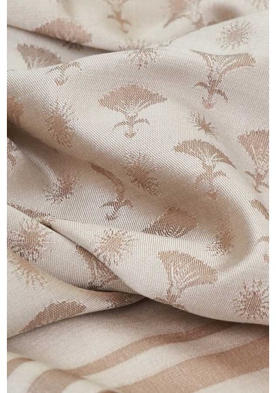 İmannooor Karanfil Monogram Bej İpek Şal 68x200