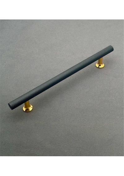 Mobilya Dolap Kulpu Mutfak Çekmece Kulpu Çizgili Dal Siyah Gold 128 Mm 12,8 Cm 10 Adet