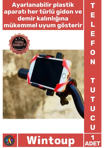 Telefontutucu Gidon Uyumlu Darbe Emen Silikon Esnek Lastik Destekli Standlı Bisiklet Telefon Tutucu