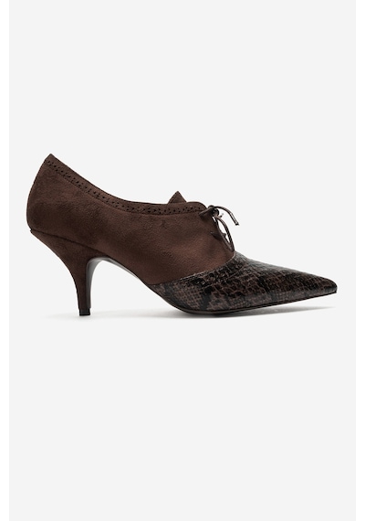 Luvi Shoes Medley Kahverengi Süet Kahverengi Desenli Bağcıklı Kadın Topuklu Ayakkabı