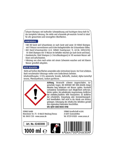 Sonax Xtreme Yoğun Köpük Şampuan 1 Lt Belirtilmemiş