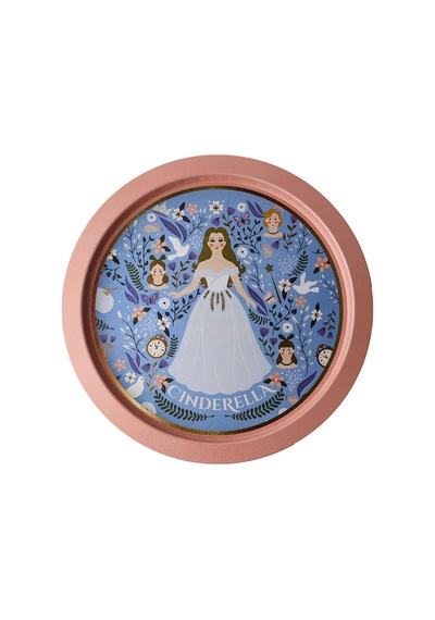 Tales Cinderella Desenli Yuvarlak Metal Tepsi, 37 Cm