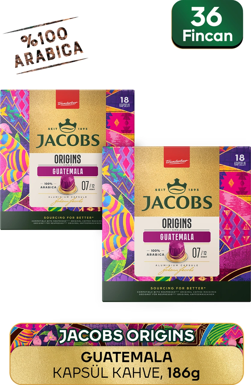 Jacobs Origins Guatemala Nespresso Uyumlu Alüminyum Kapsül Kahve 36 Kapsül Kapsül Kahve