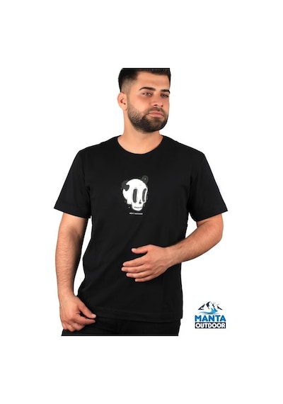 Manta Mnt 2307-1 Kuru Kafa Baskılı Erkek T-shirt-23622 Siyah