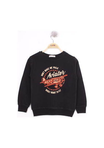 Toontoy Kids Toontoy Erkek Çocuk Uçak Baskılı Sweatshirt Antrasit Melanj