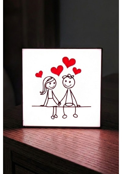 Sevgililer Tasarımlı Hediyelik Dekoratif Aydınlatma 20x20cm 603-1