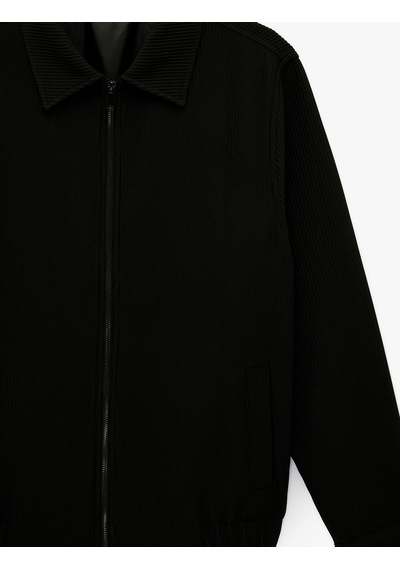 Koton Regular Fit Uzun Kollu Cepli Gömlek Yaka Fermuarlı Fitilli Bomber Ceket Siyah 6sam20002hk Siyah Koton Regular Fit Uzun Kollu Cepli Gömlek Yaka Fermuarlı Fitilli Bomber Ceket Siyah 6sam20002hk Siyah
