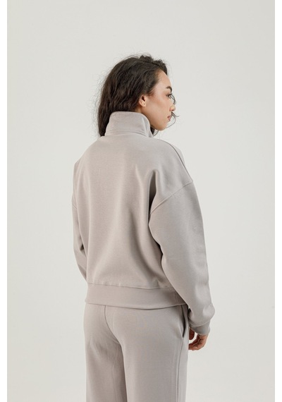 Airlife Bolder Fz.7 Yarım Fermuarlı Kadın Dik Yaka Sweatshirt Gri