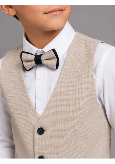 Classics Men Erkek Çocuk Smokin Takım Elbise Yelekli Papyonlu Krem