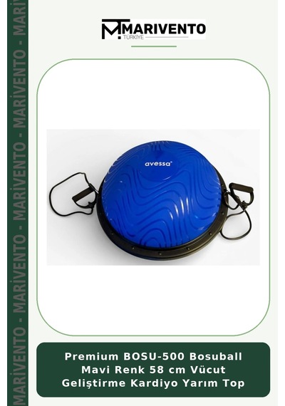 Premium Bosu-500 Bosuball Mavi Renk 58 Cm Vücut Geliştirme Kardiyo Yarım Top