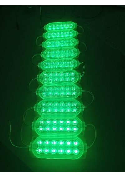 12v 2.4w Yeşil 2 Sıra Geniş Kasa Modül Led 10 Adet