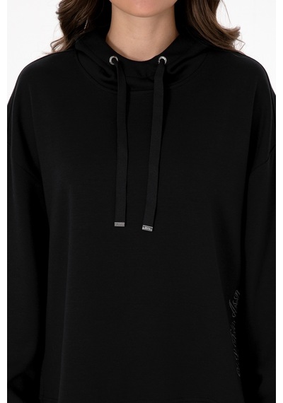 U.S. Polo Assn. Kadın Siyah Modal Karışımlı Kapüşonlu Sweatshirt 50313561-VR046