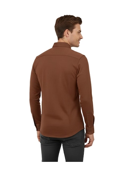 Advante Erkek Spor Slim Fit Uzun Kol Petek Fitilli Gömlek Bgl-st04824 Taba