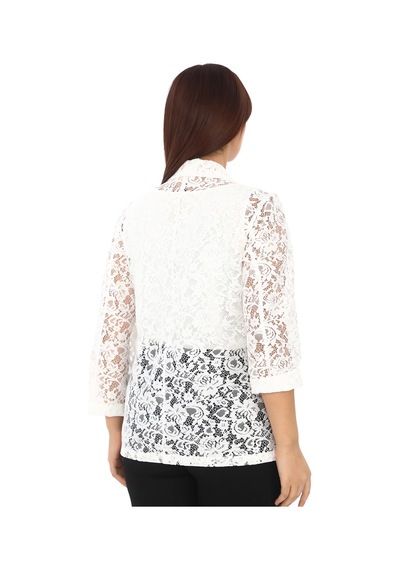 Lady Majestic Dantel Büyük Beden Kadın Ceket 44709 Beyaz