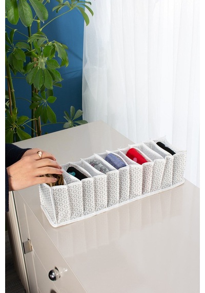 Small 11 Gözlü Çekmece Içi Düzenleyici Organizer Desenli 12 X 40 X 12 Kumaş Gri Tr Diğer