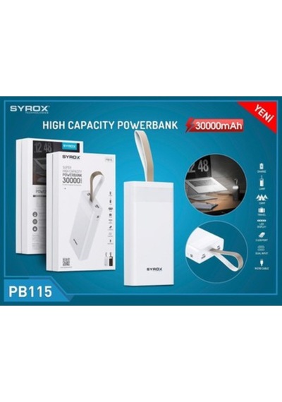 Syrox 30000 Mah Powerbank Led Işıklı Yüksek Kapasite