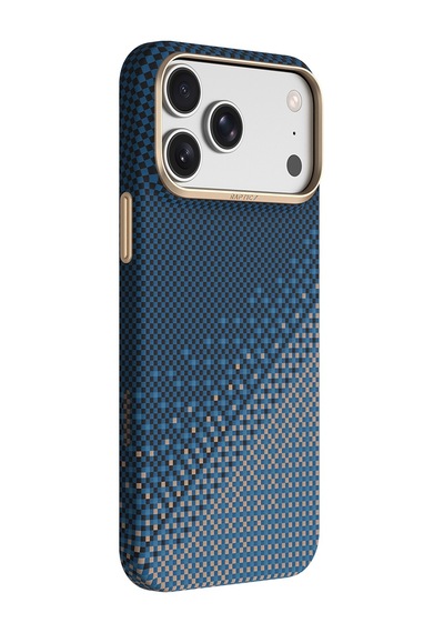 Apple iPhone Uyumlu 18 Pro Kılıf M-safe Şarj Özellikli Raptic Aramid Skin Serenity Serisi Karbon Kapak Lacivert