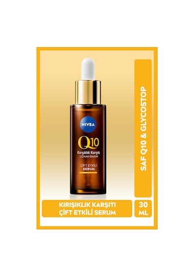 Q10 Kırışıklık Karşıtı Çift Etkili Cilt Serumu 30ml, Saf Q10, Şeker Sebepli Kırışıklık Önleyici