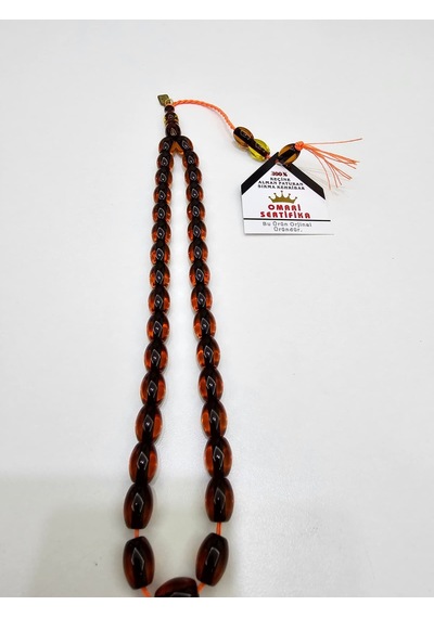Omari İmzalı Sertifikalı Alman Faturan Sıkma Kehribar Tesbih 11x8 08157040
