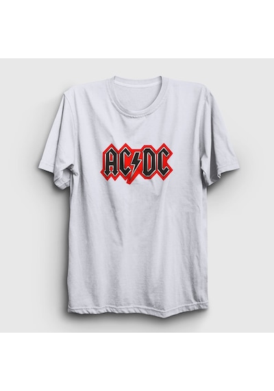 Presmono Unisex Red Black Ac/dc T-shirt Beyaz