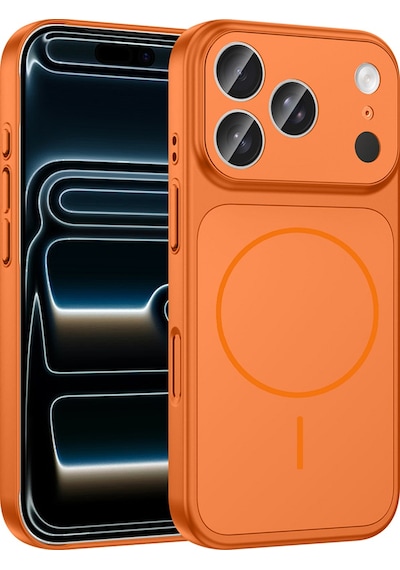 Apple Uyumlu iPhone 17 Pro Max Kılıf Şarj Özellikli Kamera Lensli 1.8mm İnce Sert Formen Kapak Turuncu