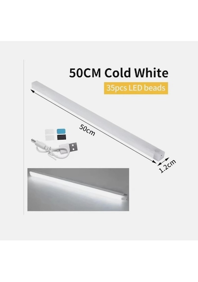 50 Cm Beyaz Işık Hareket Sensörlü Dolap Içi Çalışma Masası Mutfak Tezgah Altı Usb Led Işık Beyaz