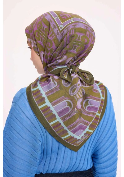 Silk Home Dört Mevsim Antik Motif Viskon Velora Eşarp 6420 Yeşil