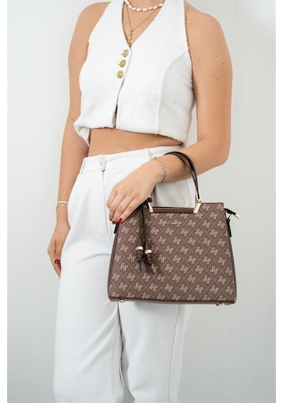 Silver Polo Sp969 Kadın El Çantası Monogram Kahve-kahve