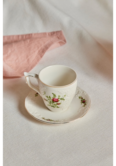 Karaca Vintage Rose Kahve Fincanı Ve Tabağı 100 Ml Çok Renkli
