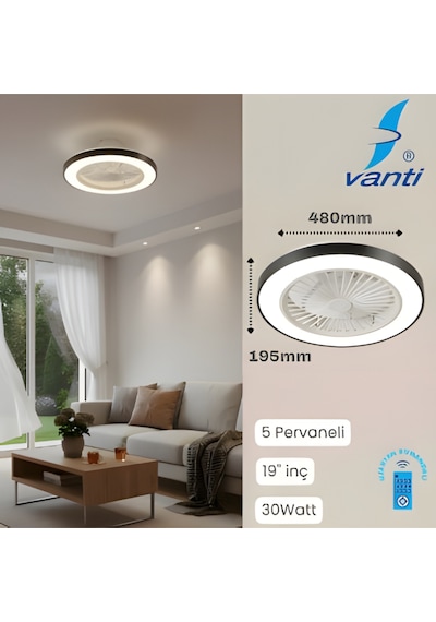 Kcf297 Modern Tavan Vanti 15w 19"ledli Modern Vantilatör - Beyaz