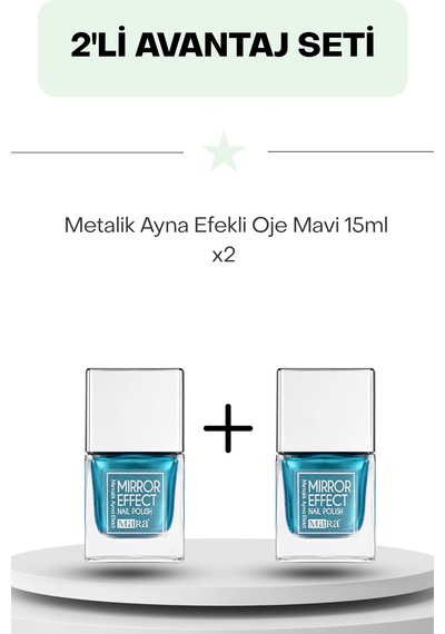 İkili Fırsat Set- Metalik Ayna Efekli Oje Mavi 15ml