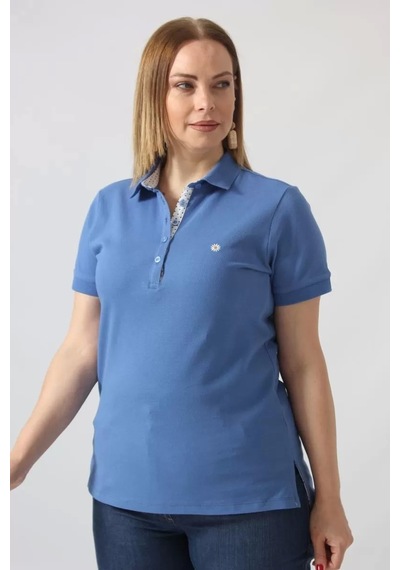 Moda Berray 21305 Kısa Kollu Büyük Beden Lacoste Kumas T-shirt İndigo İndigo