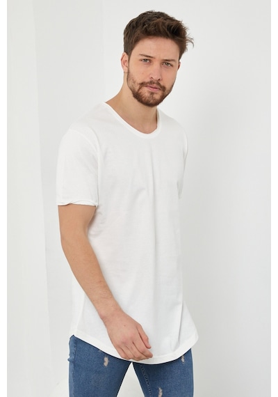 Tarz Cool Pis Yaka T-shirt Kırık Beyaz