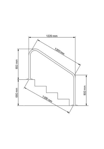 Yüzme havuzu beton merdiven iniş tutamağı 1220 mm AISI 316 KALİTE