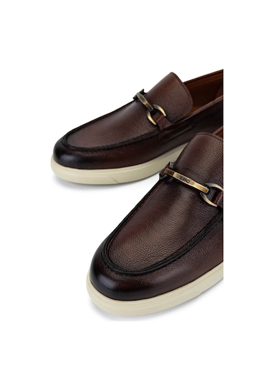 Tamer Tanca Erkek Hakiki Deri Koyu Taba Loafer Ayakkabı 987 208 Erk Ayk Y25 K.taba Taba
