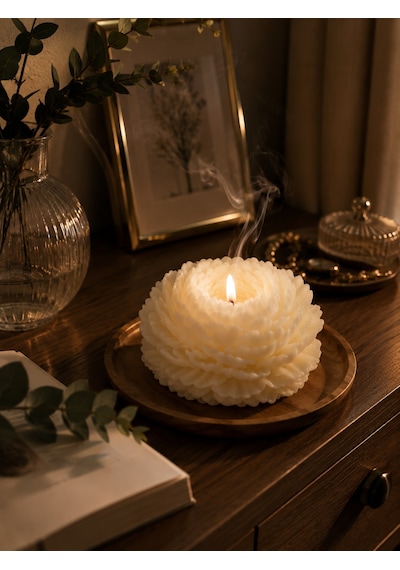 25 Adet El Yapımı Kraft Kutulu Şakayık Mum, Hediyelik, Düğün, Nikah, Kına, Nişan, Söz 001 - Beyaz