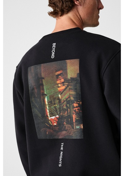 Grımelange Alarıc Erkek Yuvarlak Yaka Önü Baskılı Regular Fit Antrasit Sweatshirt Anrasit