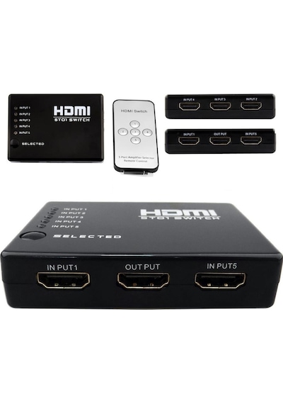 Es Line Kumandalı 5 Port Full Hd 1080P Hdmı Switch 3D V1.4