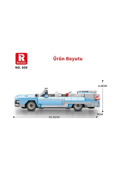 Reobrix Creator 809 Cadillac Eldorado Spor Araba Yaratıcı Yapı Blok Seti Building Blocks - 308 Parça
