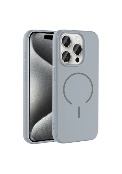 Zore Apple iPhone Uyumlu 15 Pro Max Kılıf M-safe Şarj Özellikli Omsy Meta Kapak - Titanyum-gri
