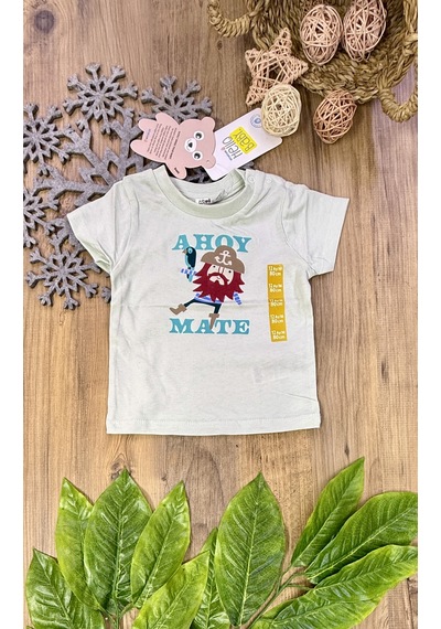 Hello Baby A Hoy Mate Baskılı Tişört Yeşil