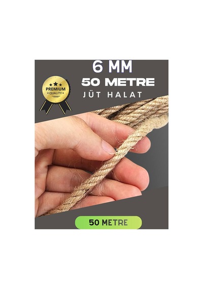 6 Mm 50 Metre Jüt Halat Dekoratif Hasır İp Urgan Süs Evimdeyokyok
