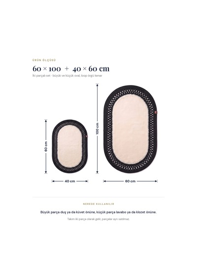 Banyo Paspası Takımı 60x100+40x60 Cm İç Trikot Bej & Siyah Bej - Siyah