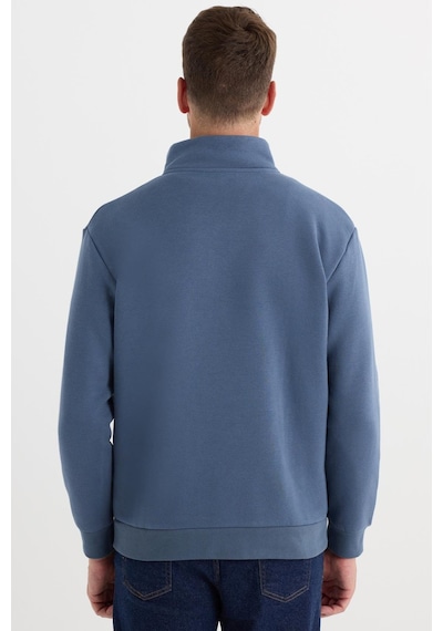 Tudors Unisex Relax Fit Rahat Kesim Pamuklu İçi Polarlı Yarım Fermuarlı Mavi Dik Yaka Sweatshirt-35174 Mavi Tudors Unisex Relax Fit Rahat Kesim Pamuklu İçi Polarlı Yarım Fermuarlı Mavi Dik Yaka Sweatshirt-35174 Mavi