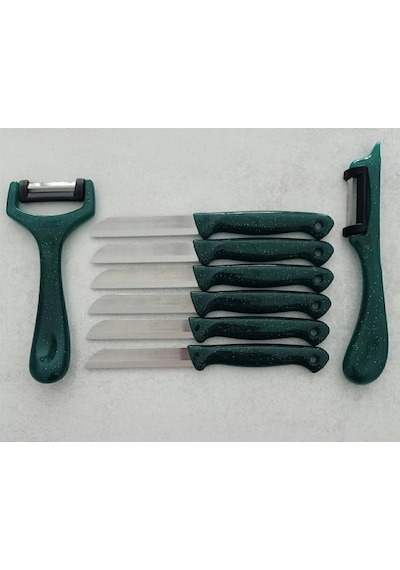 Solingen 6'lı Meyve-sebze-doğrama Bıçağı Ve 2'li Soyacak 8'li Set Yeşil Metal