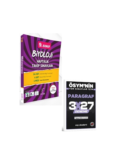 Karekök 2027 9. Sınıf Biyoloji Haftalık Takip Sınavları+evp Akademi 3x27 Paragraf Deneme