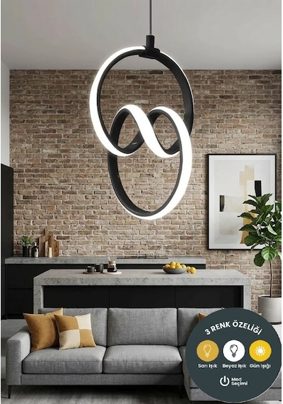 3 Renkli Signature Sarkıt Siyah Avize Modern Salon, Mutfak, Çocuk Odası Ve Antre Aydınlatma