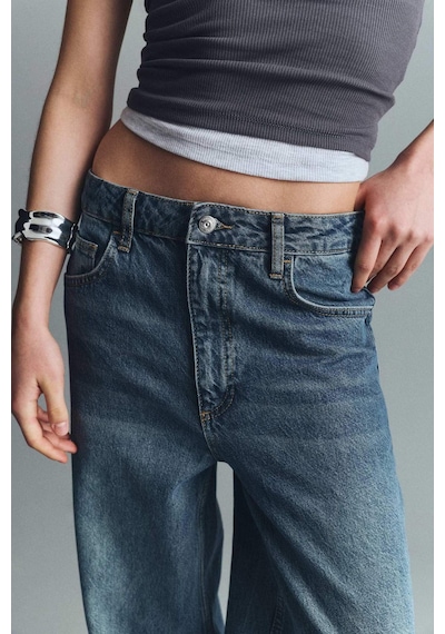 Defacto Baggy Fit Yüksek Bel Katlamalı Paça Jean Pantolon E9134ax25aunm28 Mavi-nm28