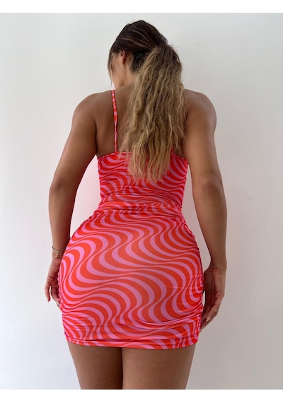 Pink Life Turuncu-pembe Dalga Dese Sandy Kumaş Askılı Büzgülü Mini Elbise Pembe Turuncu Pink Life Turuncu-pembe Dalga Dese Sandy Kumaş Askılı Büzgülü Mini Elbise Pembe Turuncu